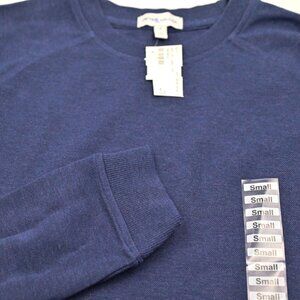 NWT $130 Peter Millar Navy Blue Cotton Crew Neck Sweatshirt Size Small NEW
